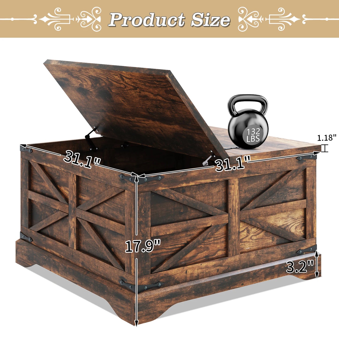 Coffee Table - Rustic Z-Shape Farmhouse Coffee Table