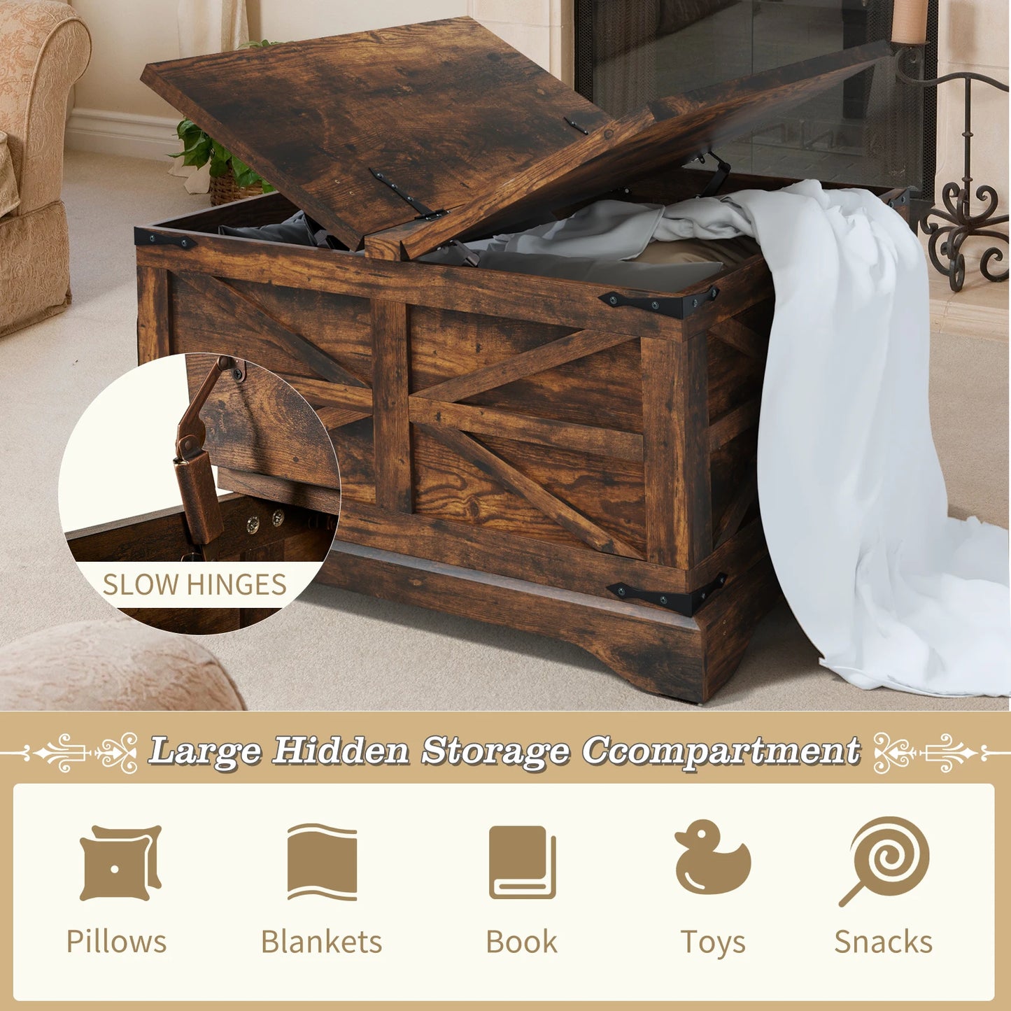Coffee Table - Rustic Z-Shape Farmhouse Coffee Table