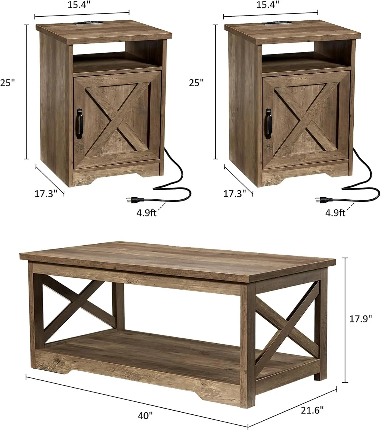 Coffee Table - Rustic Charge & Store Table Set