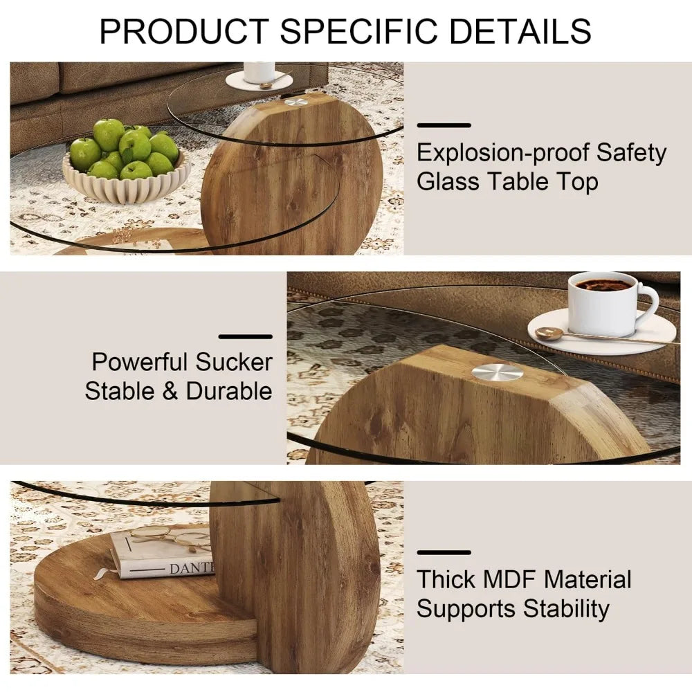 Coffee Table - Modern 3-Tier Glass Coffee Table