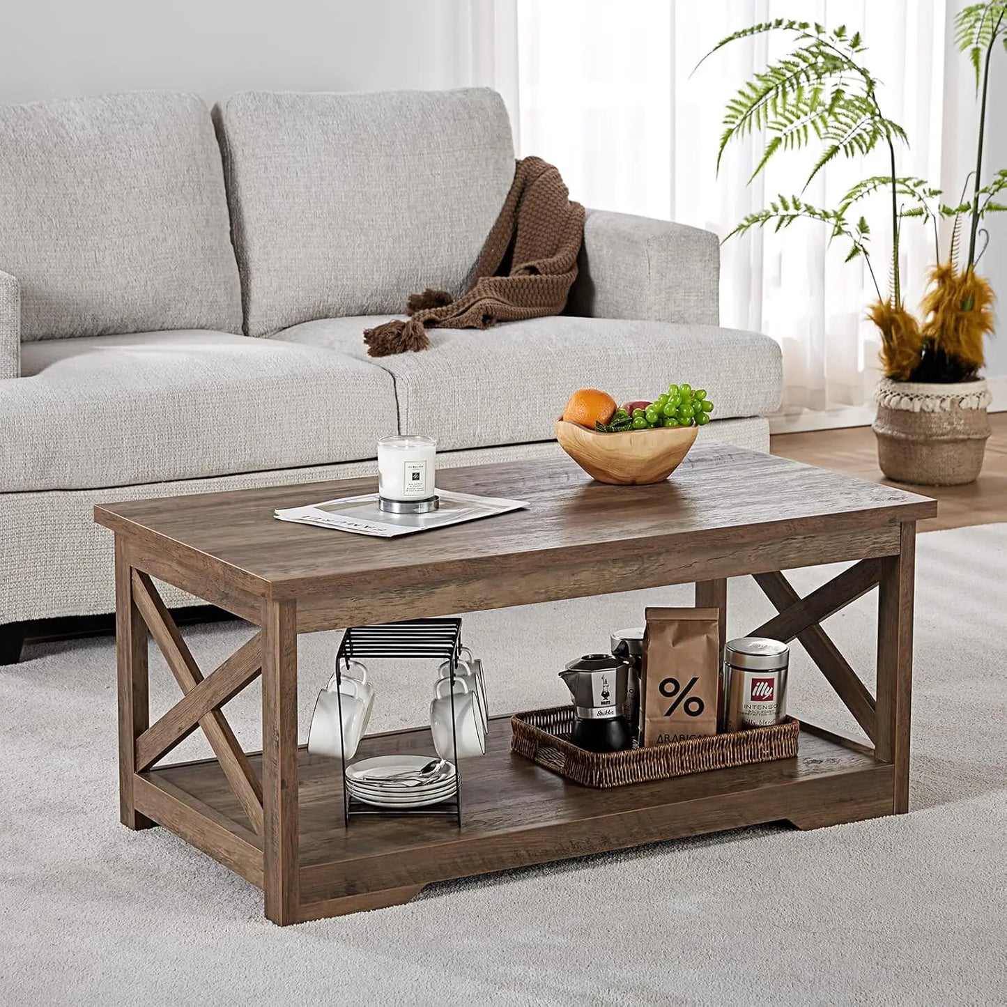 Coffee Table - Rustic Charge & Store Table Set