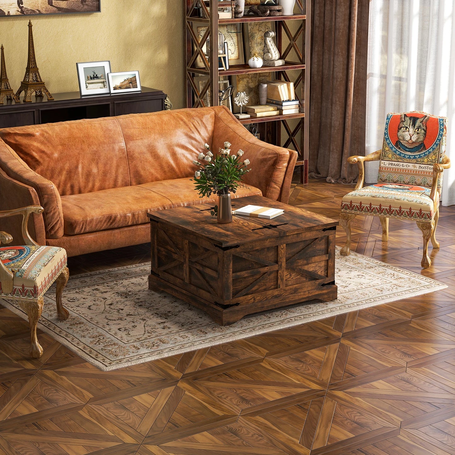 Coffee Table - Rustic Z-Shape Farmhouse Coffee Table