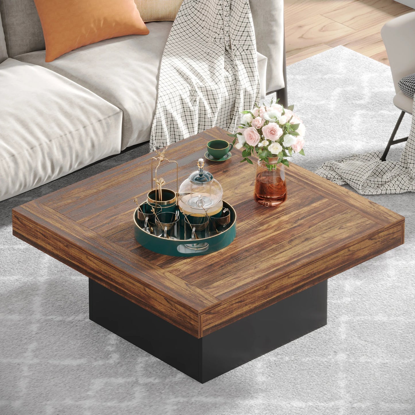 Coffee Table - Rustic LED Coffee Table Charm