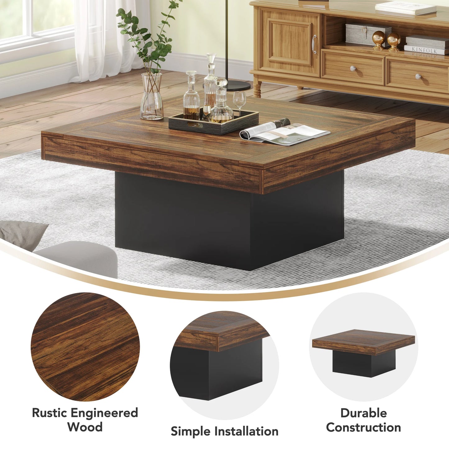 Coffee Table - Rustic LED Coffee Table Charm