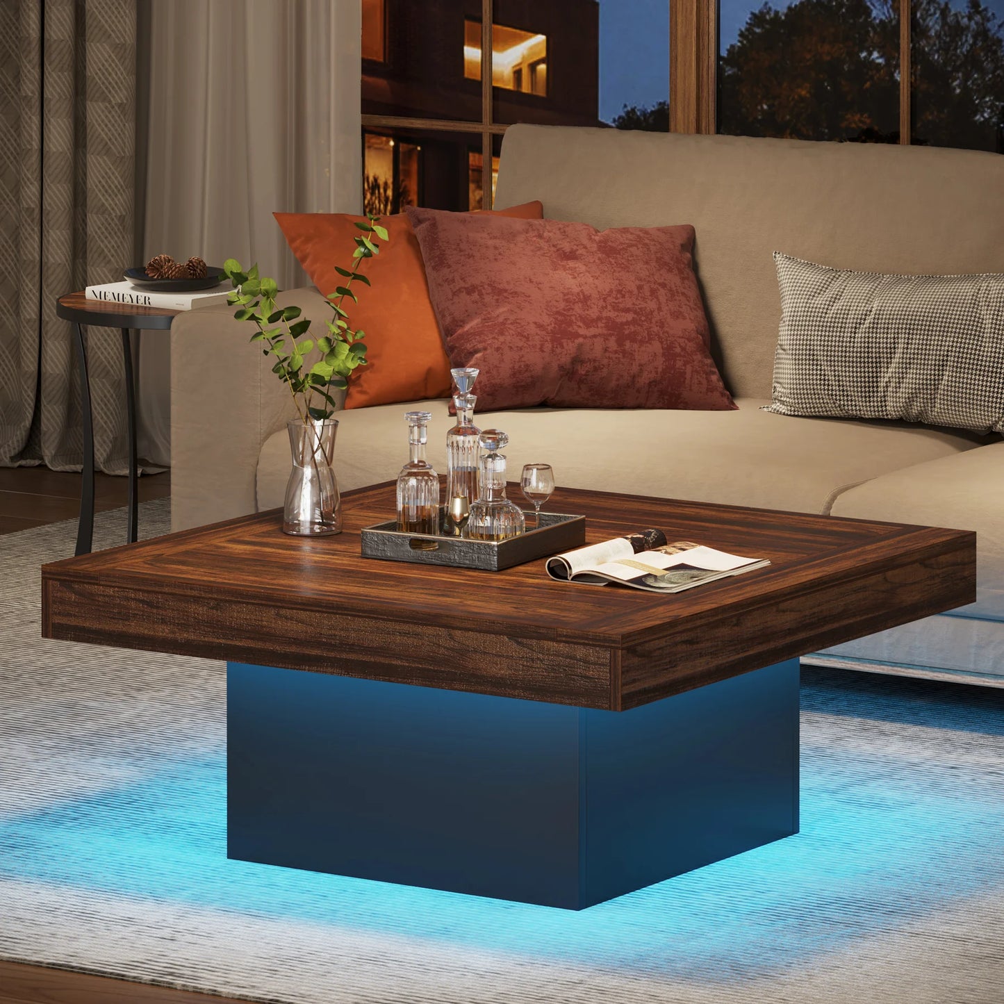 Coffee Table - Rustic LED Coffee Table Charm