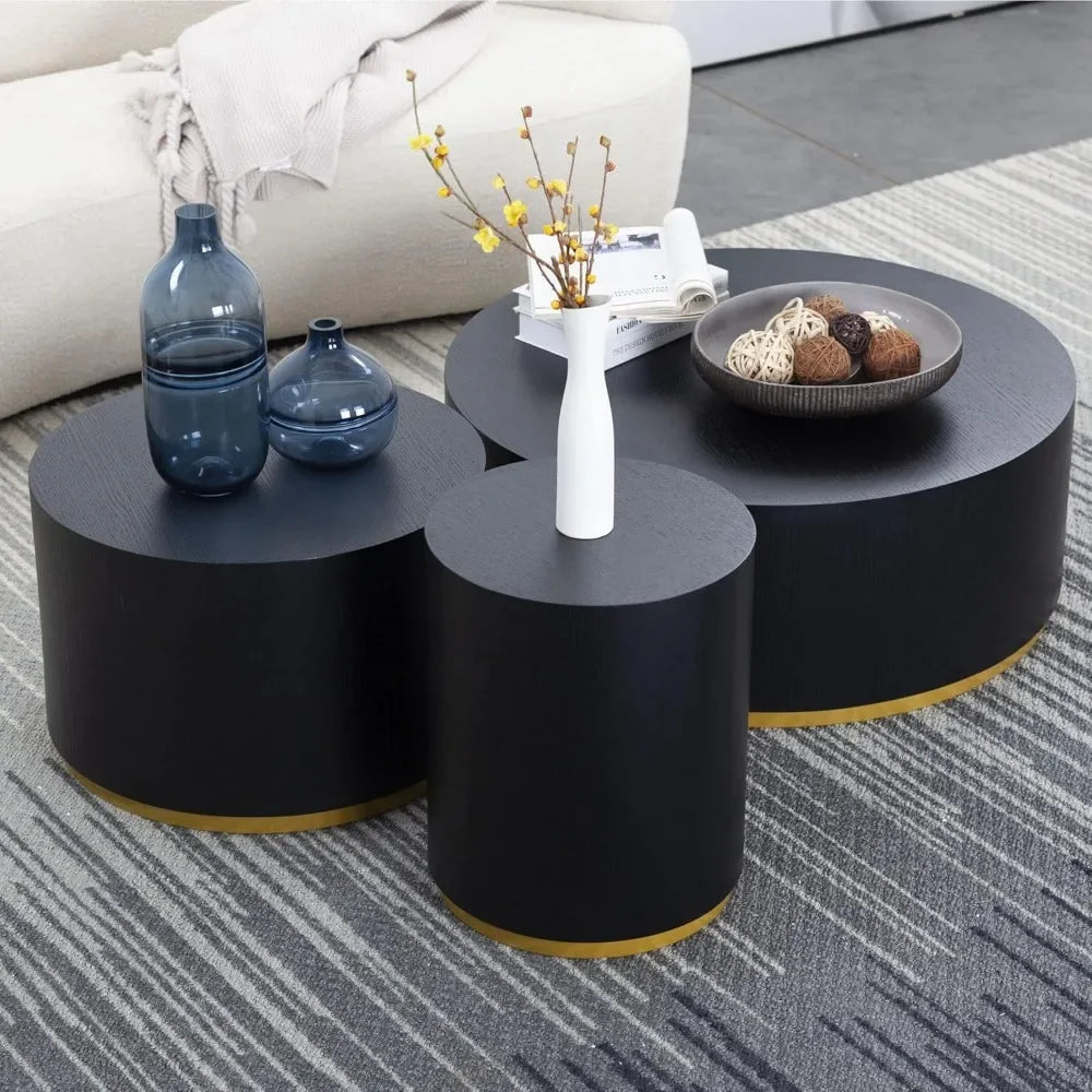 Coffee Table - Chic Black Drum Coffee Table