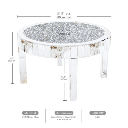 Coffee Table - Crystal Elegance Mirrored Coffee Table