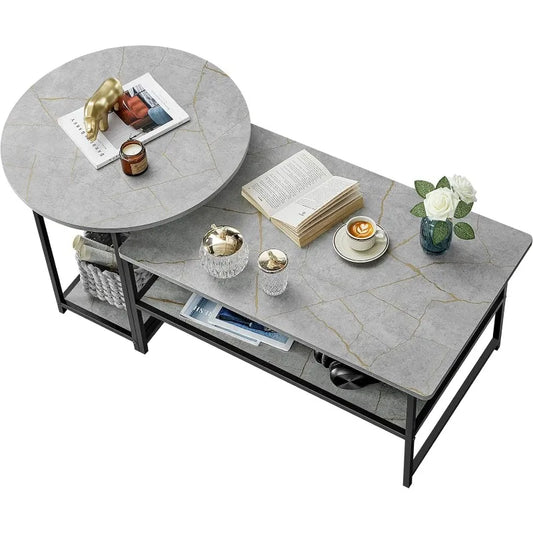 Coffee Table - Elegant Marble Coffee Table Set