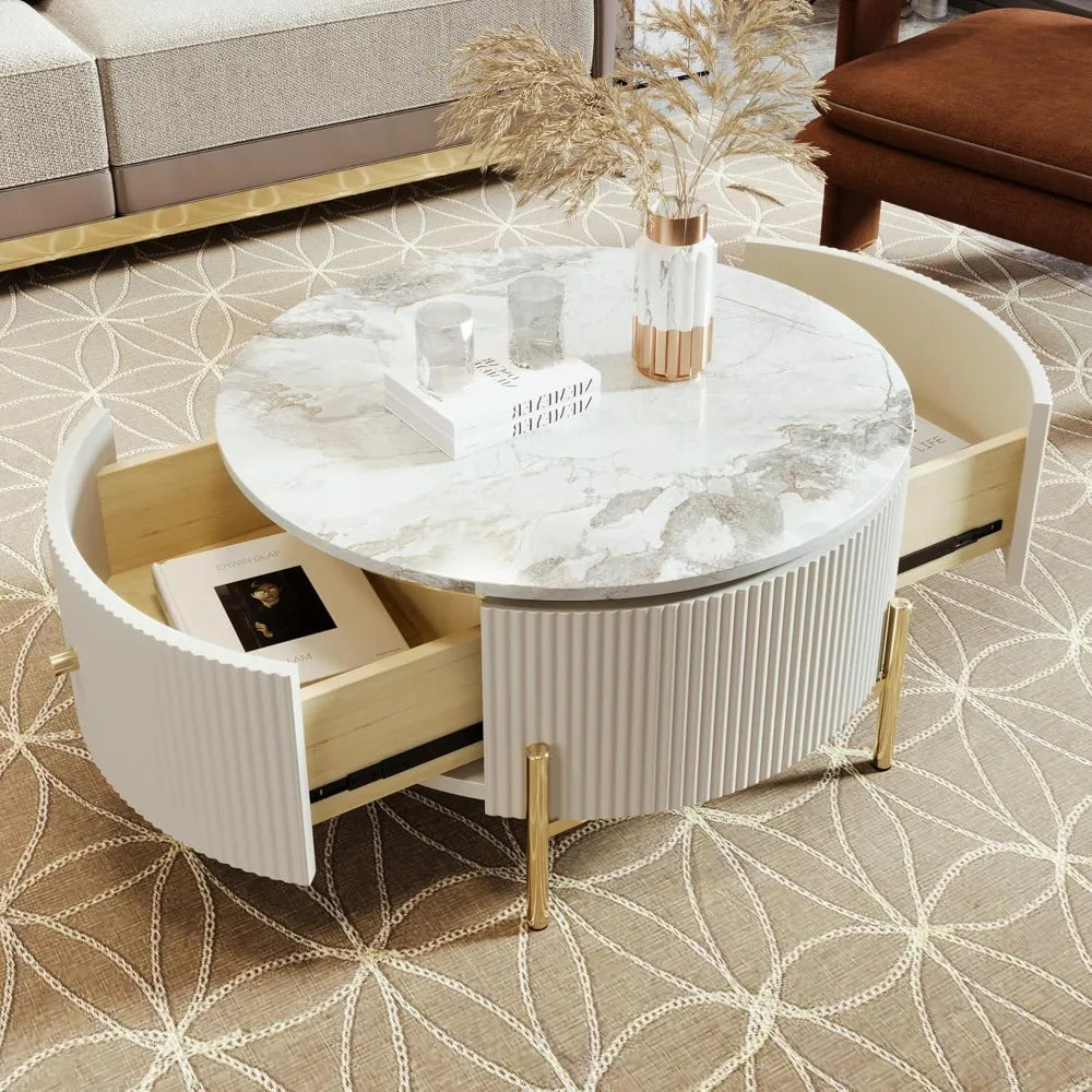 Coffee Table - Elegant Round White Coffee Table