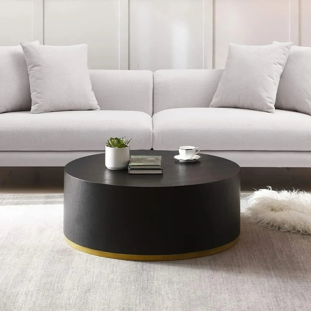 Coffee Table - Chic Black Drum Coffee Table