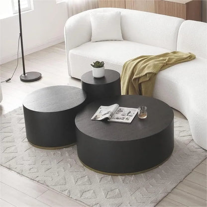 Coffee Table - Chic Black Drum Coffee Table