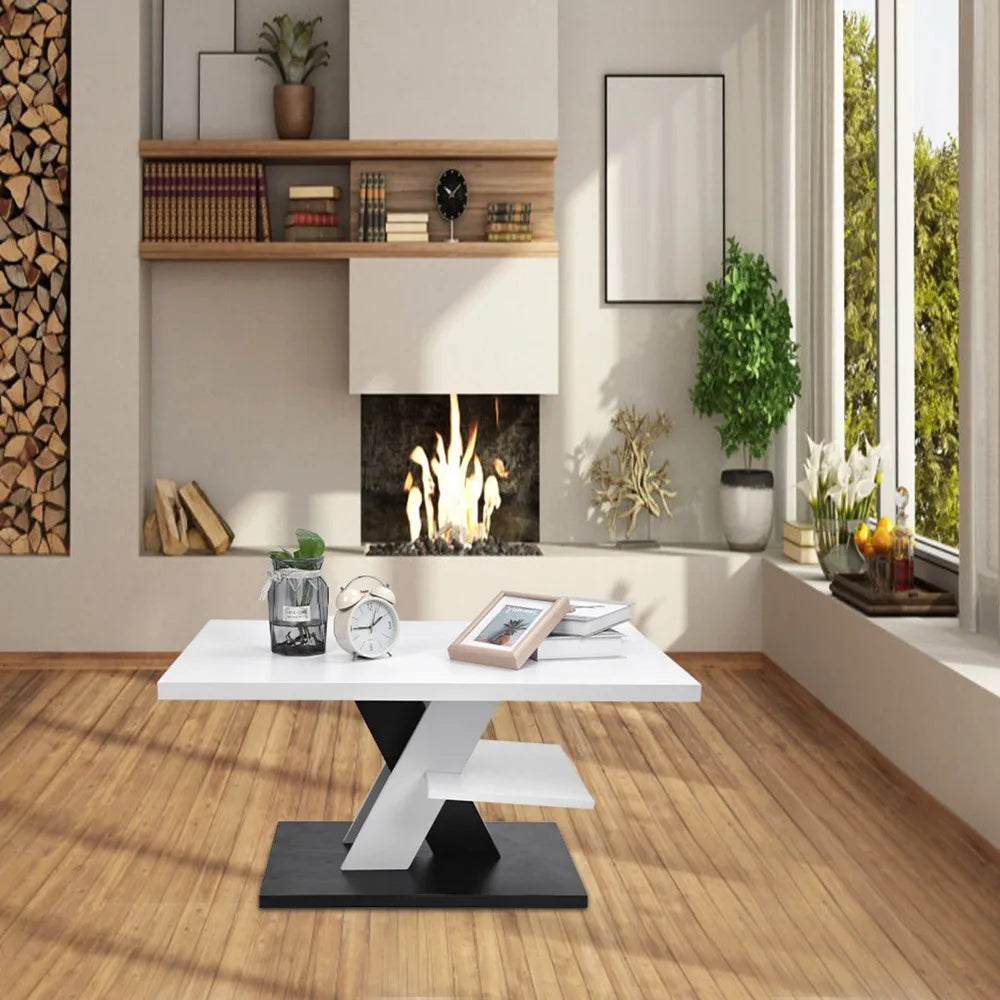 Coffee Table - Modern Durable Coffee Table with Shelf