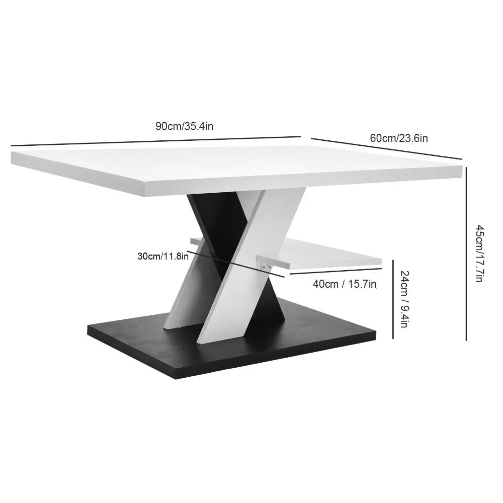 Coffee Table - Modern Durable Coffee Table with Shelf