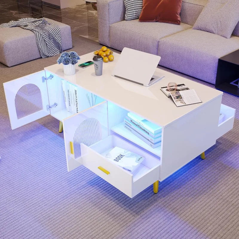 Coffee Table - Charge Station Modern LED Coffee Table