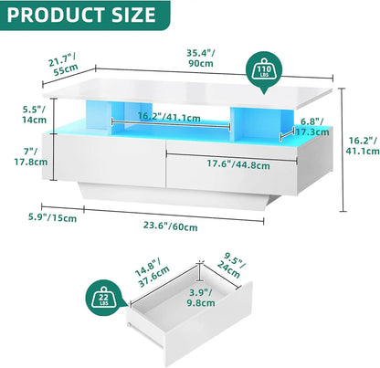 Coffee Table -  LED Storage Coffee Table