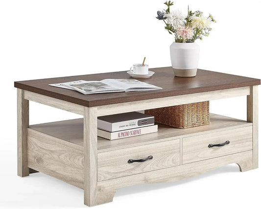 Coffee Table - Rustic Farmhouse Storage Coffee Table