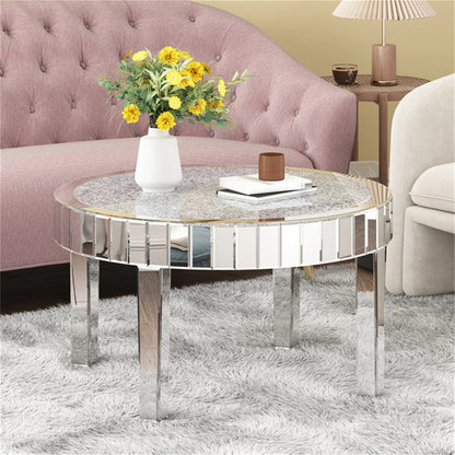 Coffee Table - Crystal Elegance Mirrored Coffee Table