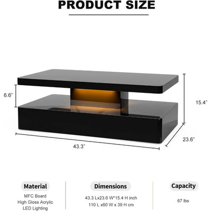 Coffee Table - LuxeGlow LED Coffee Table