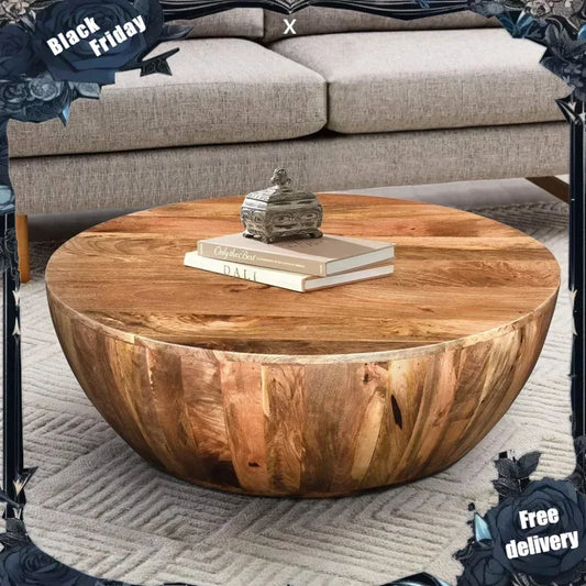 Coffee Table - Elegant Mango Wood Round Coffee Table