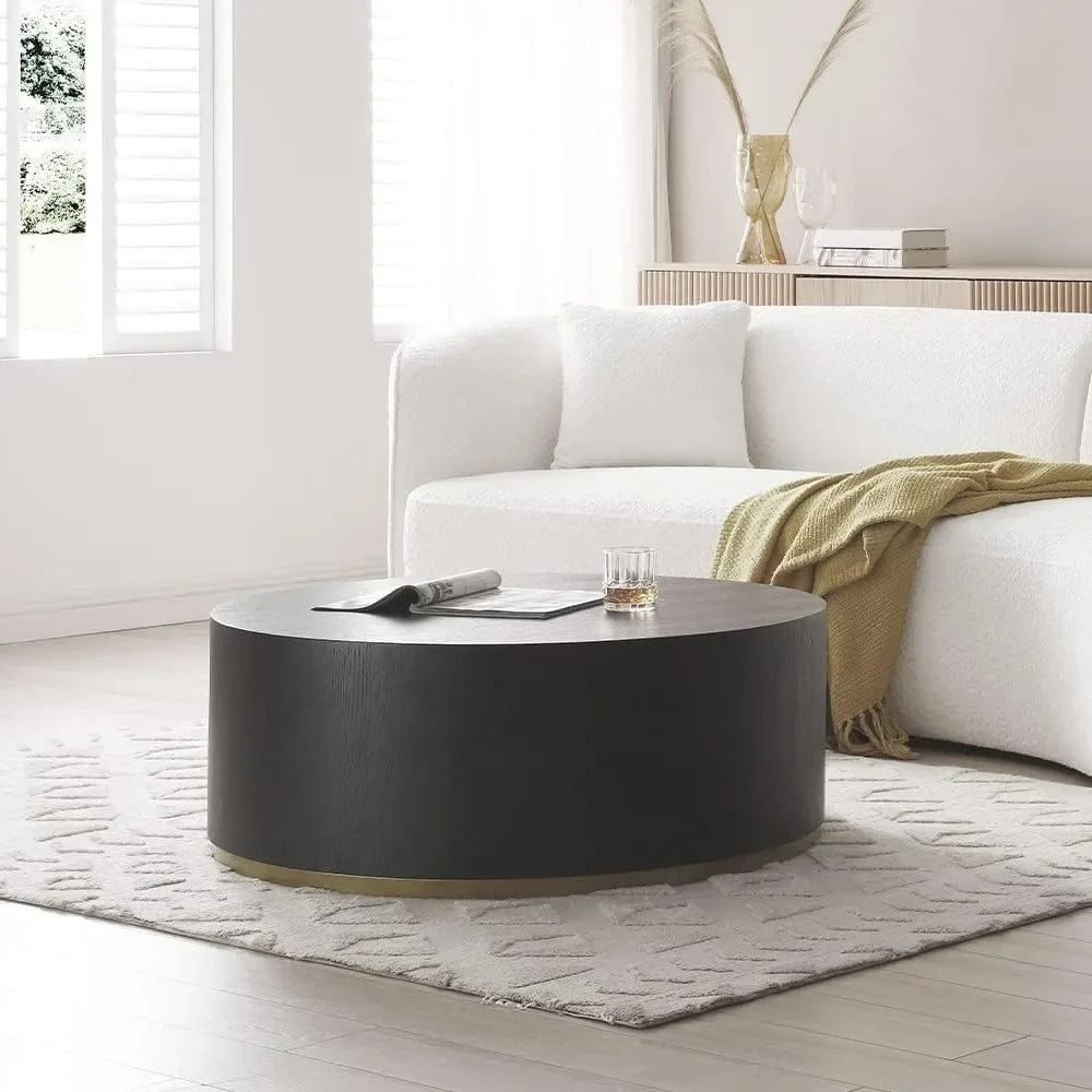 Coffee Table - Chic Black Drum Coffee Table