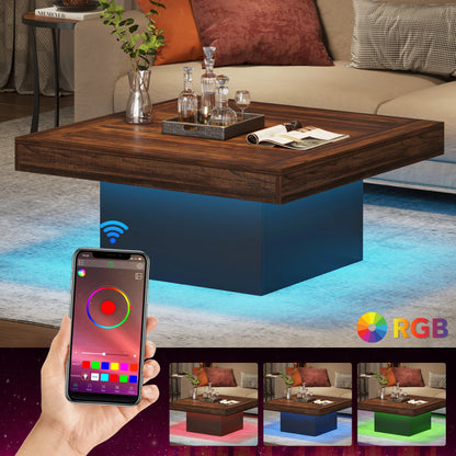 Coffee Table - Rustic LED Coffee Table Charm