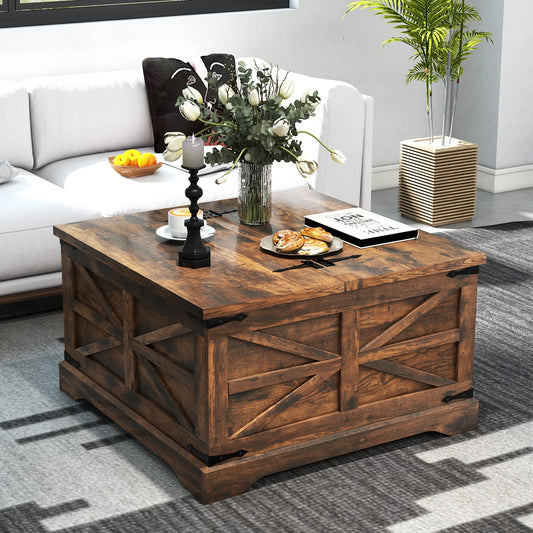 Coffee Table - Rustic Z-Shape Farmhouse Coffee Table