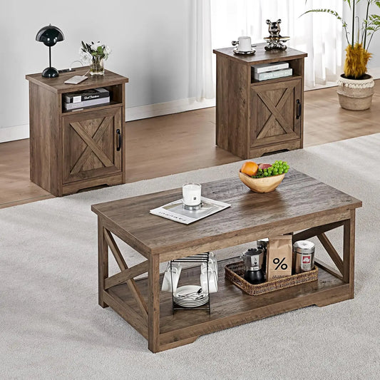 Coffee Table - Rustic Charge & Store Table Set