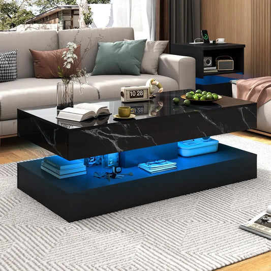 Coffee Table - Elegant LED Marbling Coffee Table